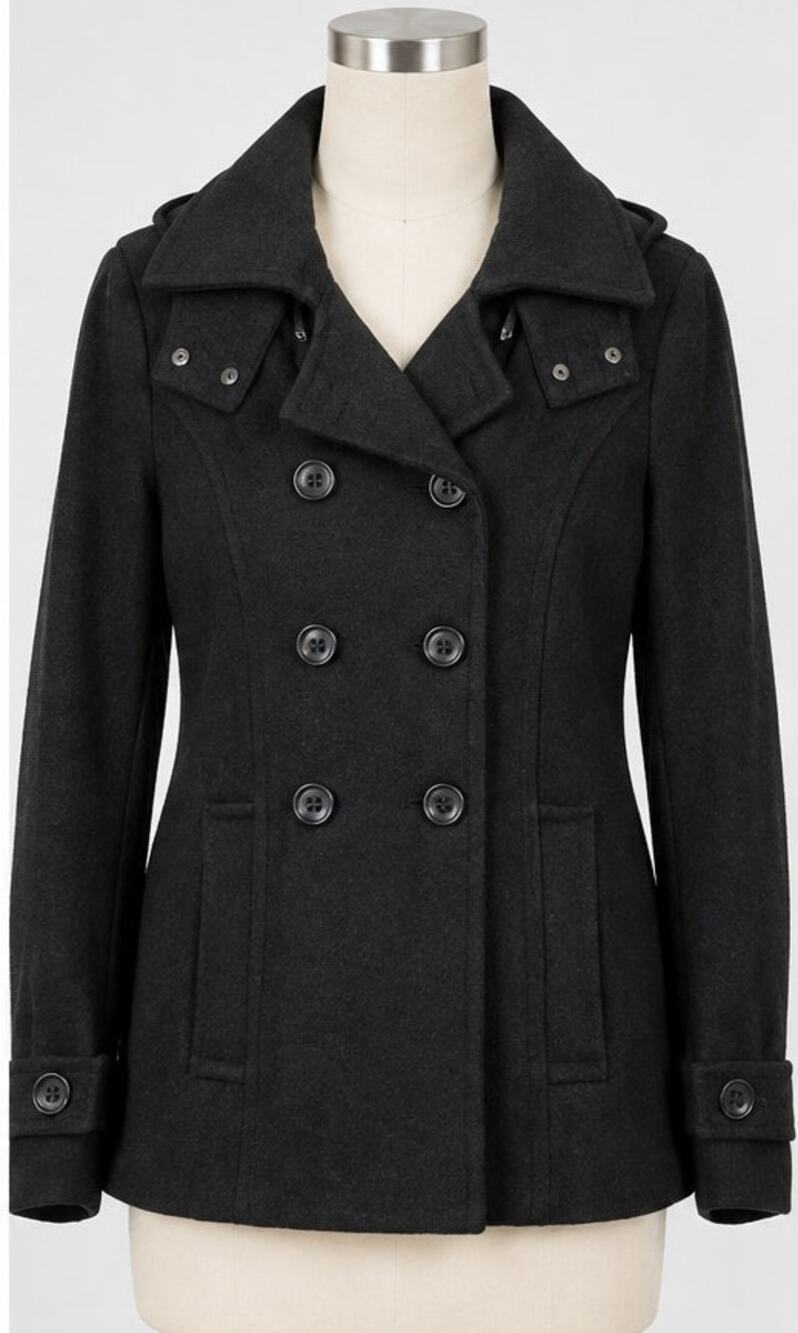 Calvin Klein | Black Jacket with Hood Double Breasted
